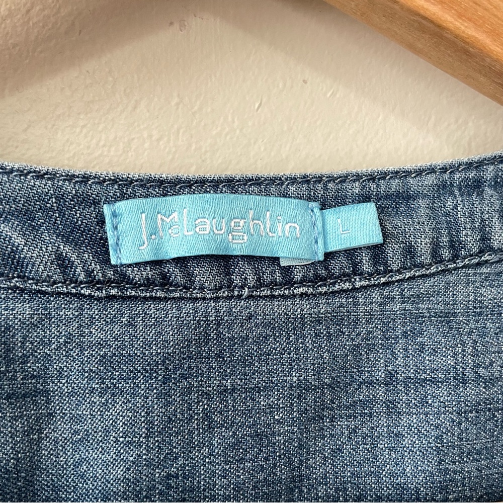 J. McLaughlin Laramie Chambray Linen Blend Blouse - Picture 11 of 13